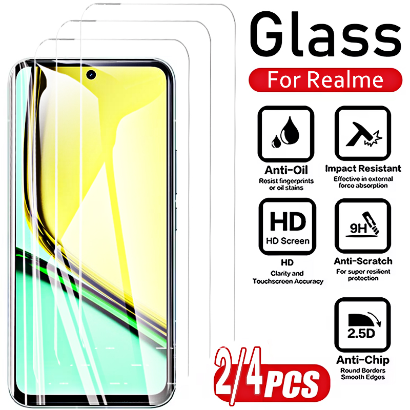 Realme C67 - Protecteur d'écran en verre trempé avant,